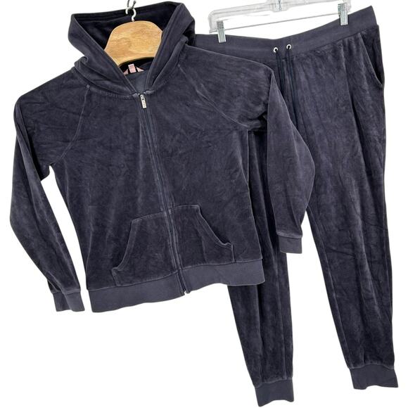 Juicy Couture Pants - Women's Regal Blue Juicy Couture Velour Hoodie Sweatshirt and Joggers Set Sz L